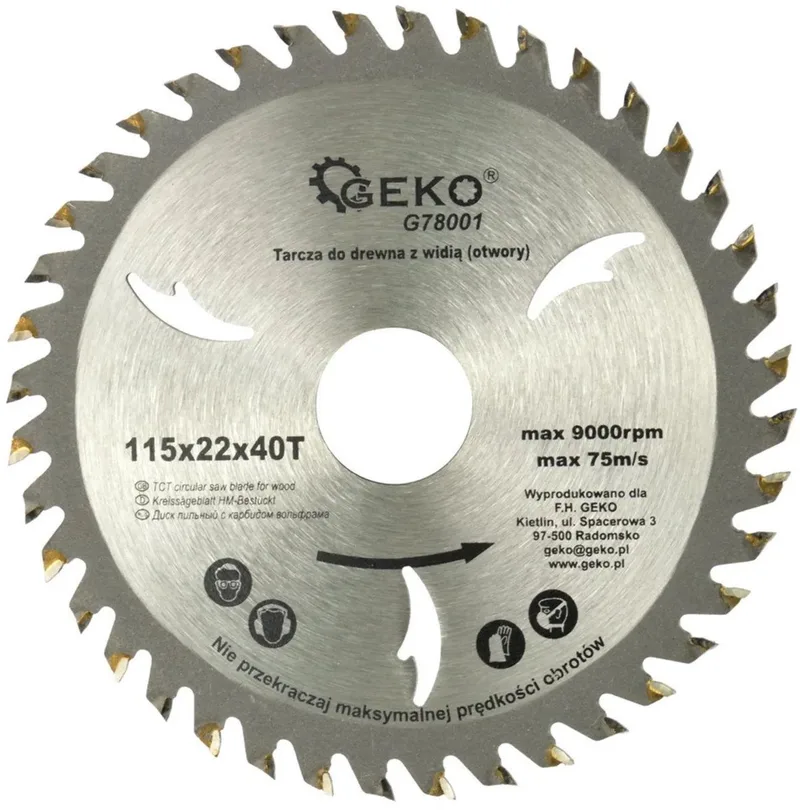 Cirkelzaagblad - Houtbewerking - 115 mm - 40 Tanden - Koelgaten de GEKO – image du produit