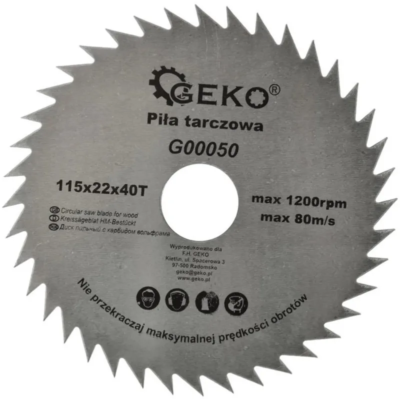 Cirkelzaagblad - Houtbewerking - 115 mm - 40 Tanden - Staal fra GEKO – produktbillede