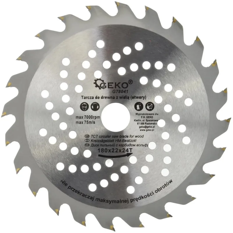 Cirkelzaagblad - TCT - 180 mm - 24T - Koelgaten de GEKO – image du produit