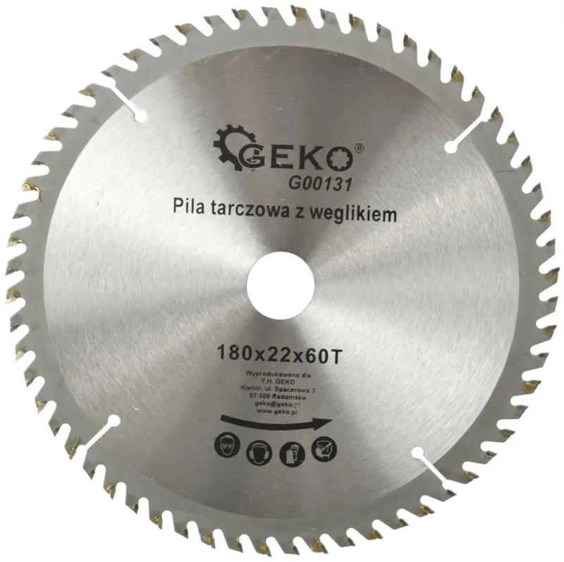 Cirkelzaagblad - TCT - 180 mm - 60 Tanden - Voor Houtbewerking von GEKO – Produktbild