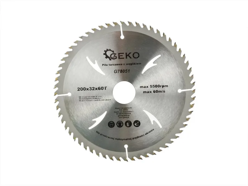 Cirkelzaagblad - TCT - 200 mm - 60T - Koelgaten fra GEKO – produktbillede