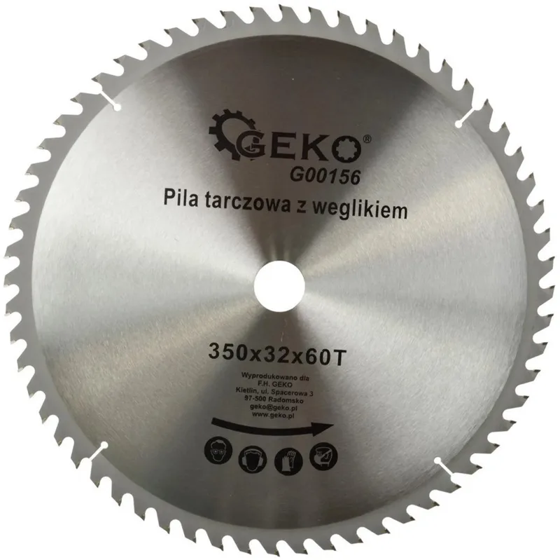 Cirkelzaagblad - TCT - 350 mm - 60 Tanden - Voor Houtbewerking de GEKO – image du produit