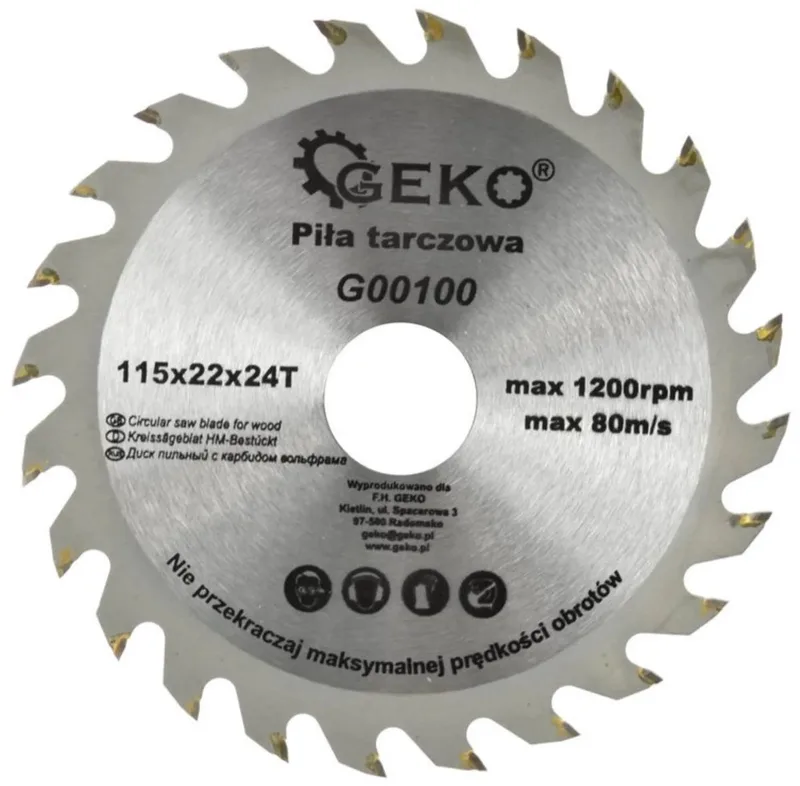 Cirkelzaagblad - Tungsten Carbide - 115 mm - 24 Tanden - Voor Houtbewerking de GEKO – image du produit
