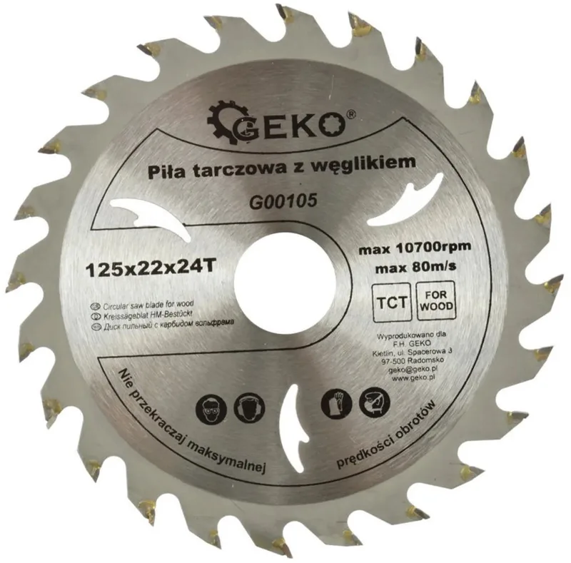 Cirkelzaagblad - Tungsten Carbide - 125 mm - 24 Tanden - Voor Houtbewerking von GEKO – Produktbild