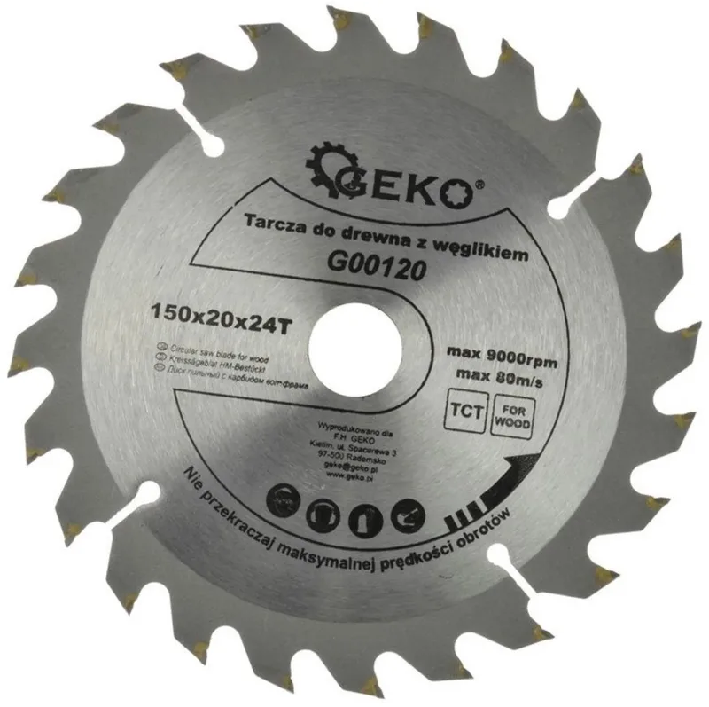 Cirkelzaagblad - Tungsten Carbide - 150 mm - 24 Tanden - Voor Houtbewerking von GEKO – Produktbild