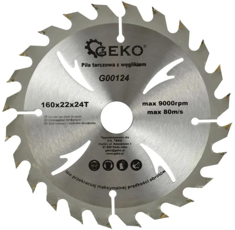 Cirkelzaagblad - Tungsten Carbide - 160 mm - 24 Tanden - Voor Houtbewerking de GEKO – image du produit
