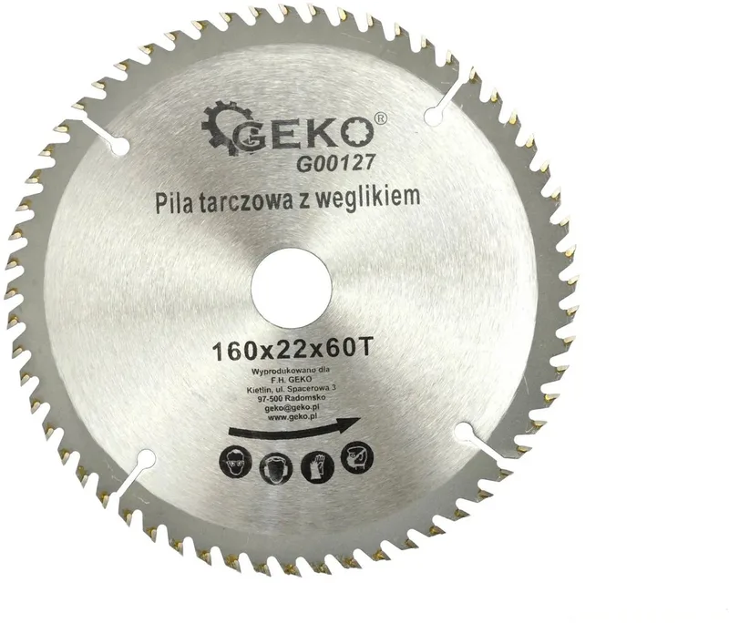Cirkelzaagblad - Tungsten Carbide - 160 mm - 60 Tanden - Voor Houtbewerking by GEKO – product image