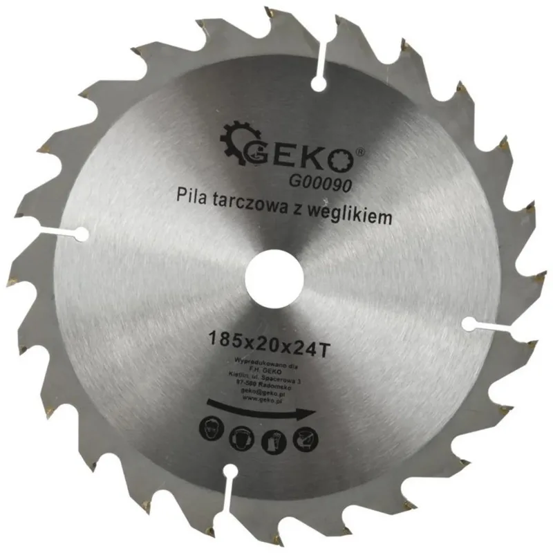Cirkelzaagblad - Tungsten Carbide - 185 mm - 24 Tanden - Voor Houtbewerking von GEKO – Produktbild