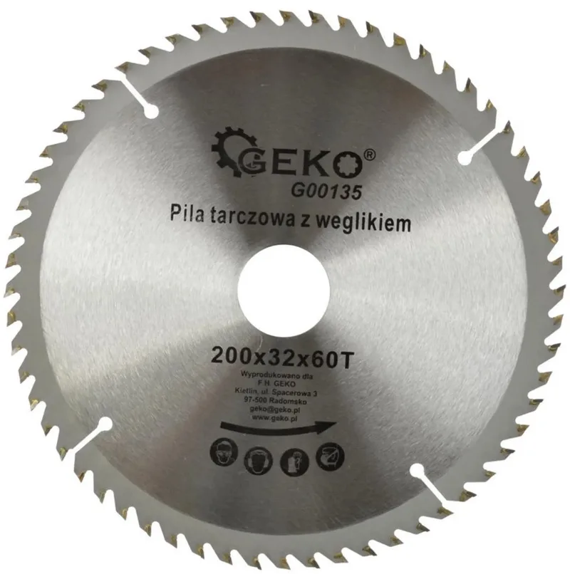 Cirkelzaagblad - Tungsten Carbide - 200 mm - 60 Tanden - Voor Houtbewerking von GEKO – Produktbild