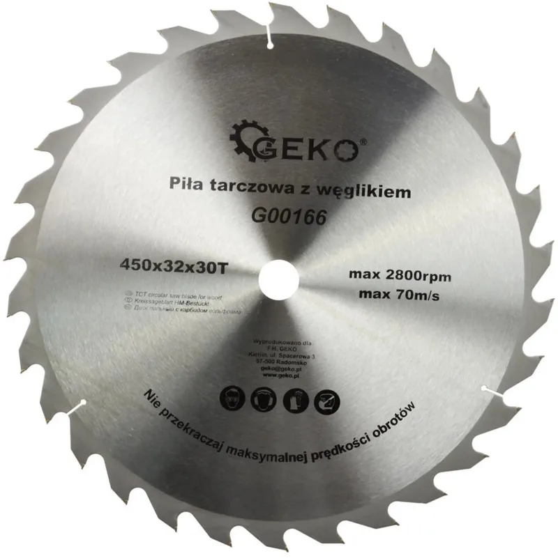 Cirkelzaagblad - Tungsten Carbide - 450 mm - 30 Tanden - Voor Houtbewerking de GEKO – image du produit