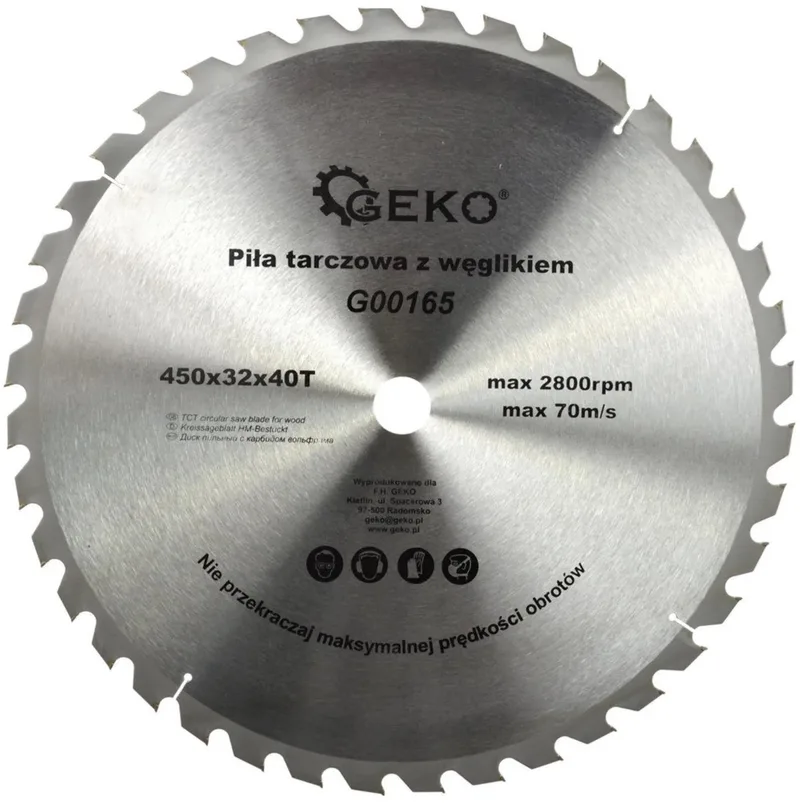 Cirkelzaagblad - Tungsten Carbide - 450 mm - 40 Tanden - Voor Houtbewerking de GEKO – image du produit