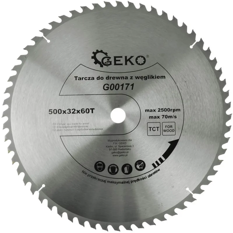 Cirkelzaagblad - Tungsten Carbide - 500 mm - 60 Tanden - Voor Houtbewerking de GEKO – image du produit