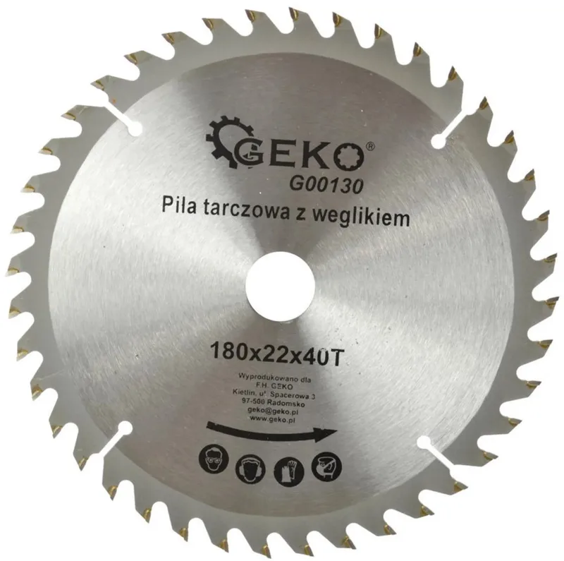 Cirkelzaagblad - Tungsten Carbide Tanden - 180 mm - 40 Tanden - Geschikt voor Hout en Kunststoffen de GEKO – image du produit