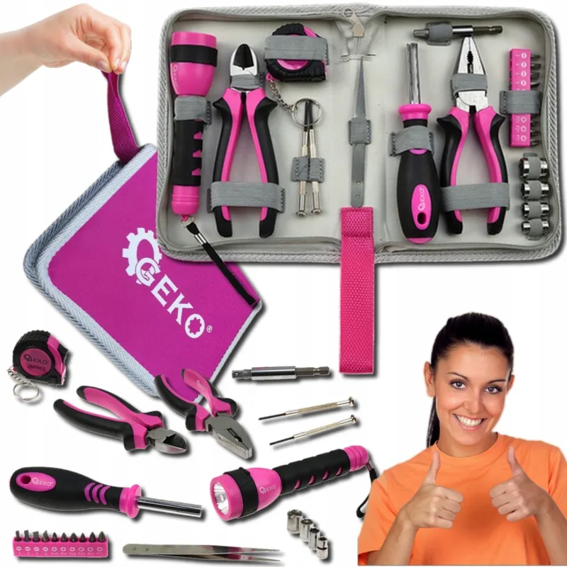 Dames Gereedschapsset 23 Delig - Koffer - CrV Staal by GEKO, Pink – product image