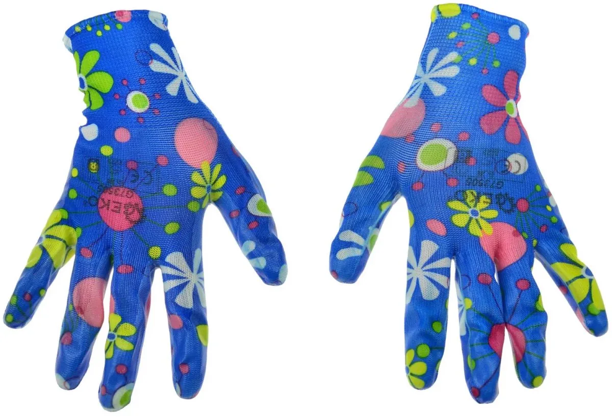 Dames werkhandschoenen - nitril coating - anti-snij - 12 stuks von GEKO, Blau, 7 – Produktbild