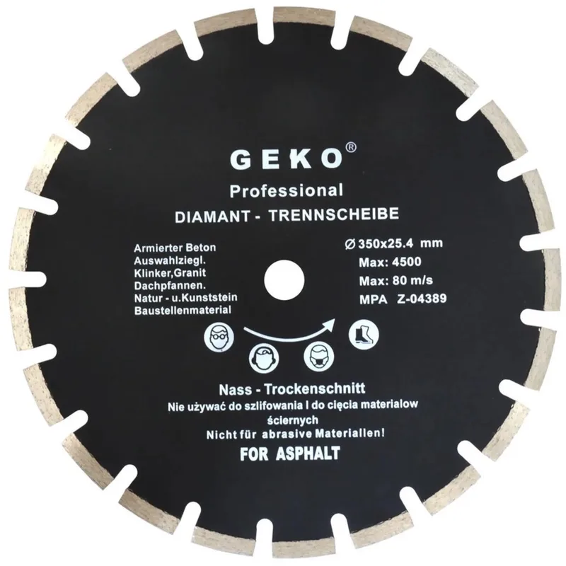 Diamantschijf - 350 mm - Voor asfalt en vers beton - Laser gelast - Segmenteerand de GEKO – image du produit