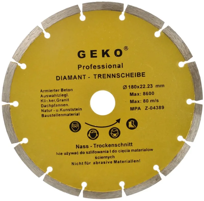 Diamantschijf - Gesegmenteerd - 180 mm - Voor steen en beton de GEKO – image du produit