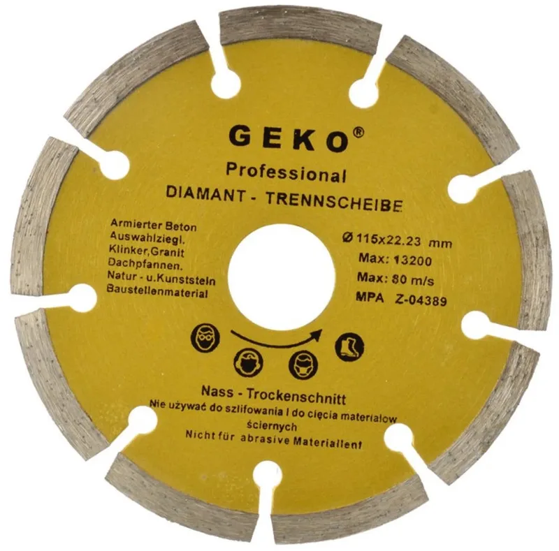 Diamantschijf - Gesegmenteerde Rand - 115 mm - Voor Steen en Beton de GEKO – image du produit