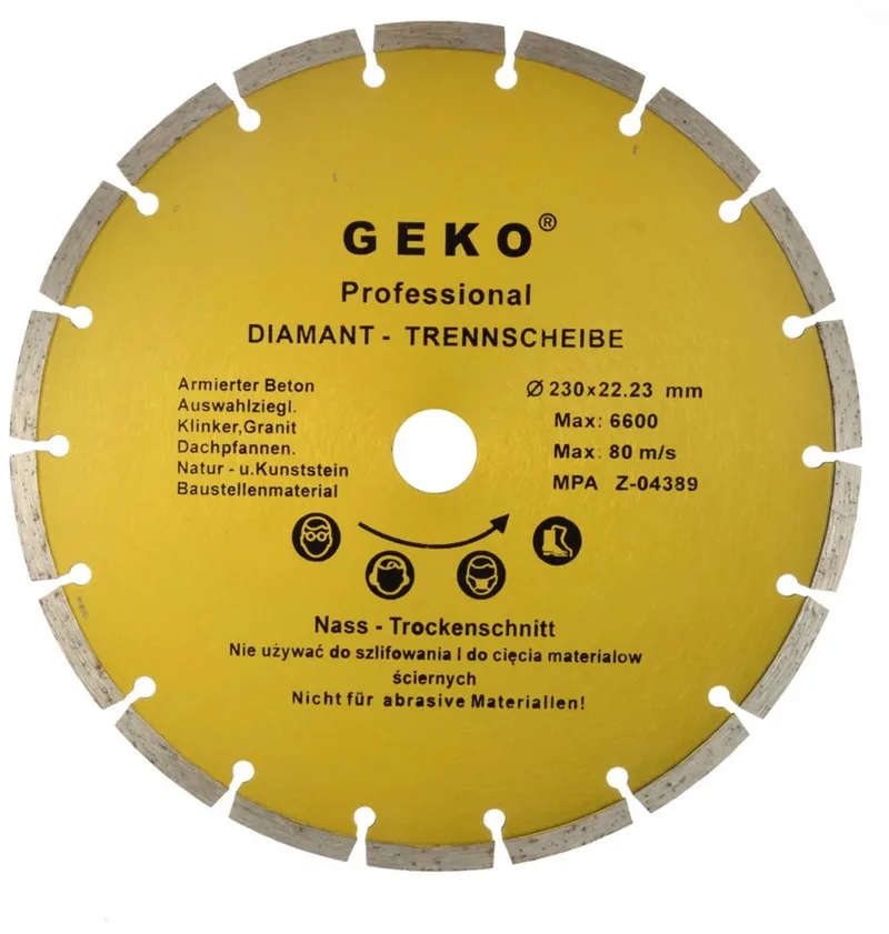 Diamantschijf - Gesegmenteerde Rand - 230 mm - Voor Steen en Beton von GEKO – Produktbild