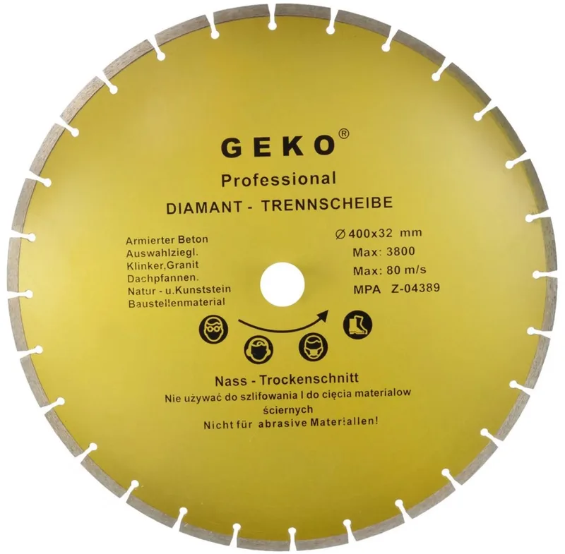 Diamantschijf - Gesegmenteerde Rand - 400 mm - Voor Steen en Beton de GEKO – image du produit