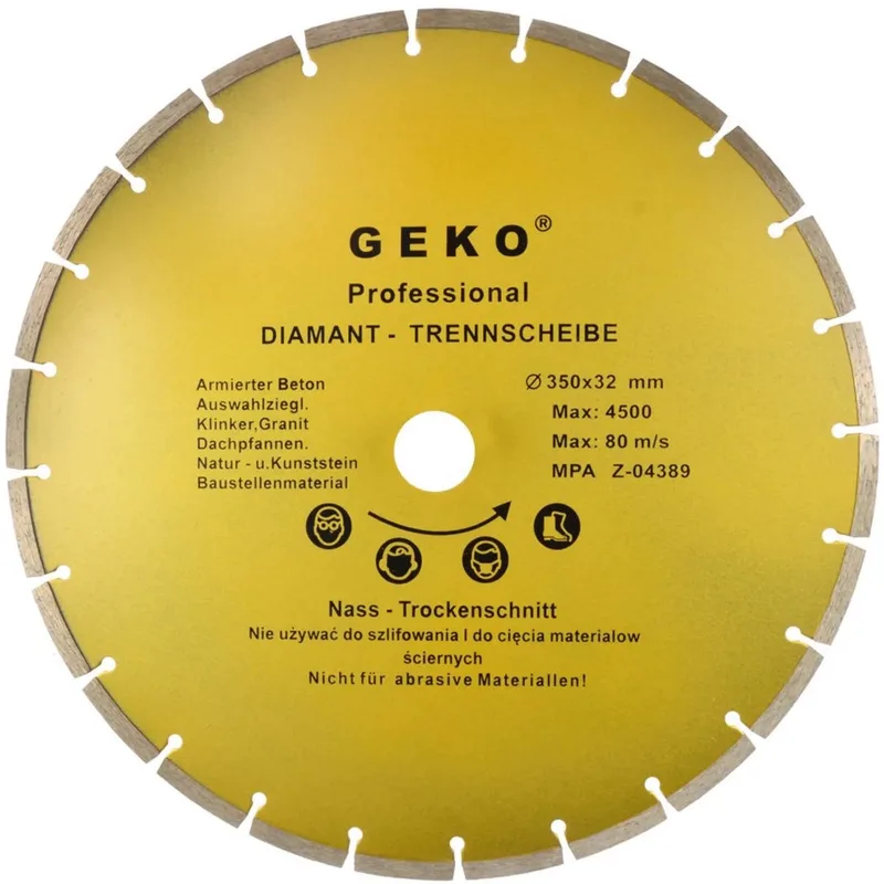 Diamantschijf - Segmented Rim - 350 mm - Voor Steen en Beton de GEKO – image du produit