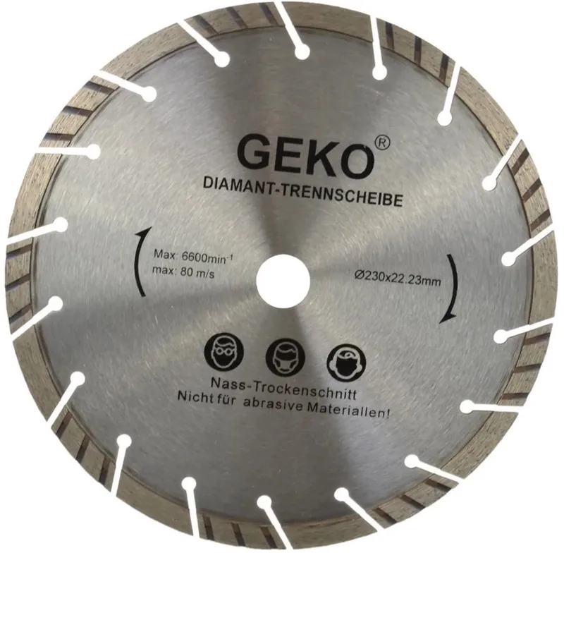 Diamantschijf - Segmented Turbo Rim - Laser Gelast - 230 mm - Grijs von GEKO – Produktbild
