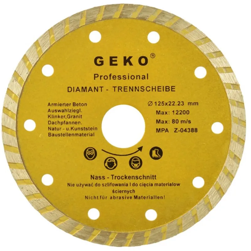 Diamantschijf - Turbo Rand - 125 mm - Zelfkoelend - Voor Bouwmaterialen de GEKO – image du produit