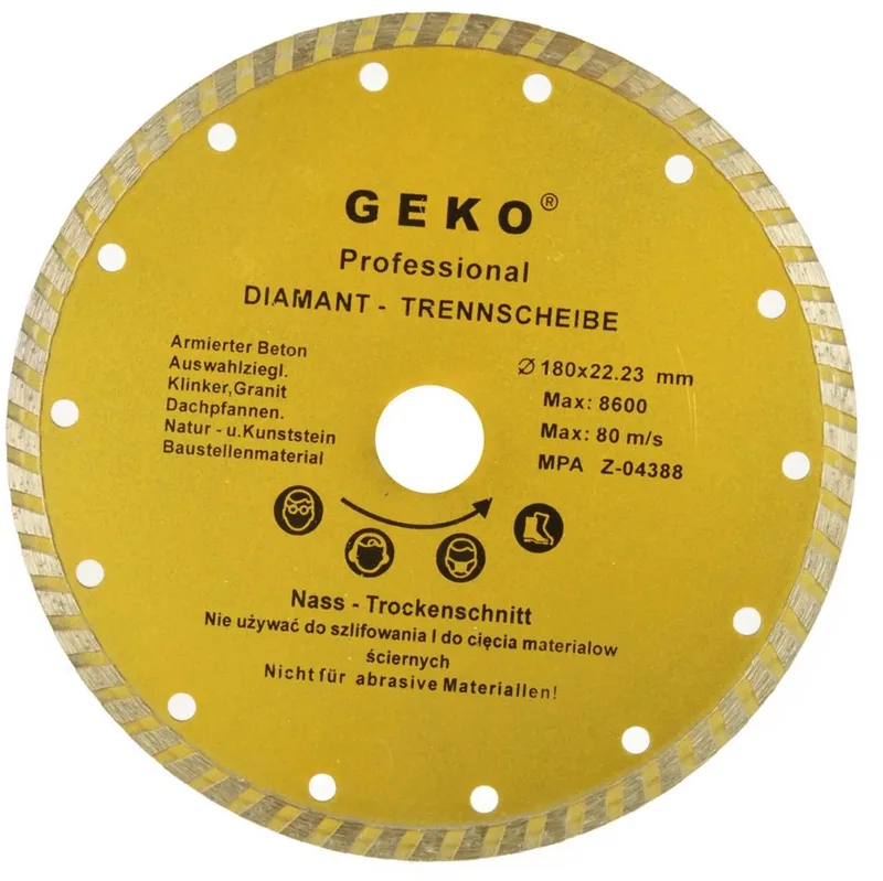 Diamantschijf - Turbo Rand - 180 mm - Zelfkoelend - Voor Bouwmaterialen by GEKO – product image