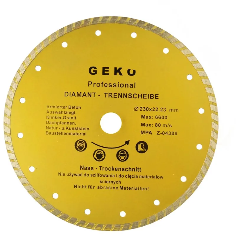 Diamantschijf - Turbo Rand - 230 mm - Zelfkoelend - Voor Bouwmaterialen by GEKO – product image