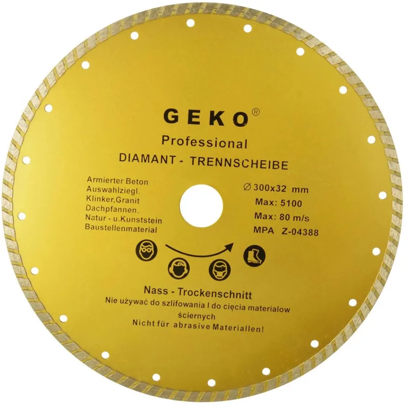 Diamantschijf - Turbo Rand - 300 mm - Zelfkoelend - Voor Bouwmaterialen by GEKO – product image