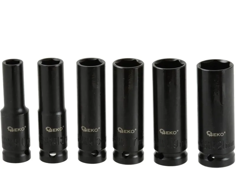 Diepe dopsleutelset - 6-delig - Chroom-vanadium staal - 10-21 mm de GEKO, Bleu – image du produit