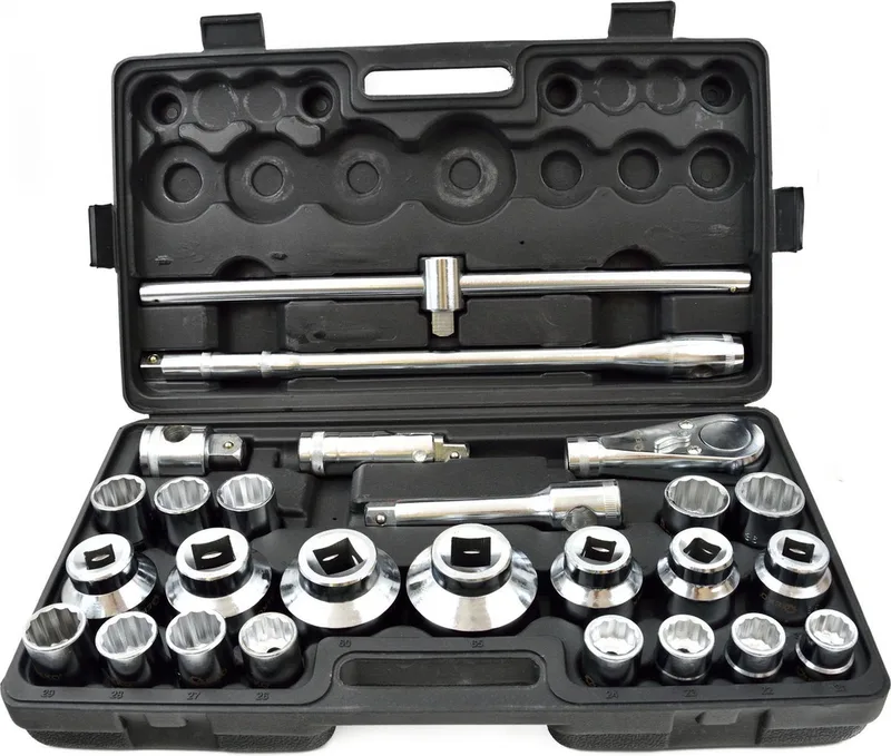 Dopsleutelset - 12-punts - Chroom Vanadium - 21-65 mm - 26-delig von GEKO, Metaal – Produktbild