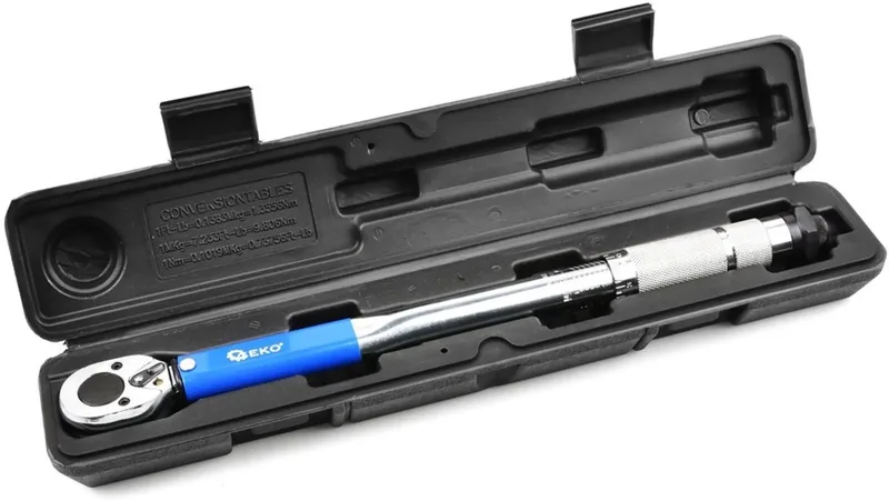 Draaimomentsleutel - Precisie 1 Nm - Versterkte Ratel - 19-110 Nm - 370 mm - CrV Staal från GEKO, Blå – produktbild