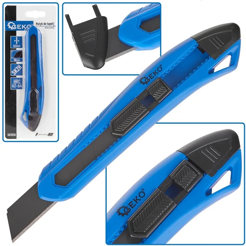Ergonomisch hobbymes - 8-segment afbreekmes - SK2H staal - 165 mm - ABS kunststof von GEKO, Blau – Produktbild