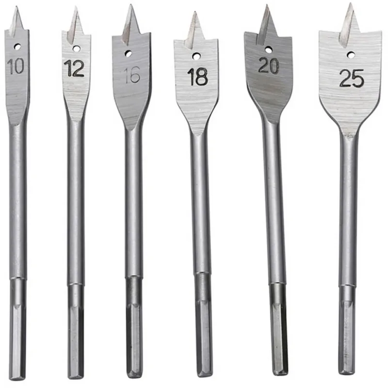 Flat bitset houtbewerking - 6-delig - 10-25 mm - HCS staal - HEX aansluiting von GEKO – Produktbild