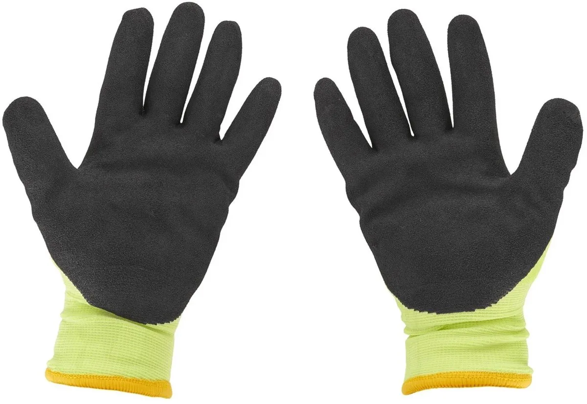 Fluorescerende werkhandschoenen - Geïsoleerd - Veiligheid en comfort - 12 stuks van GEKO, Geel, 11 – productafbeelding