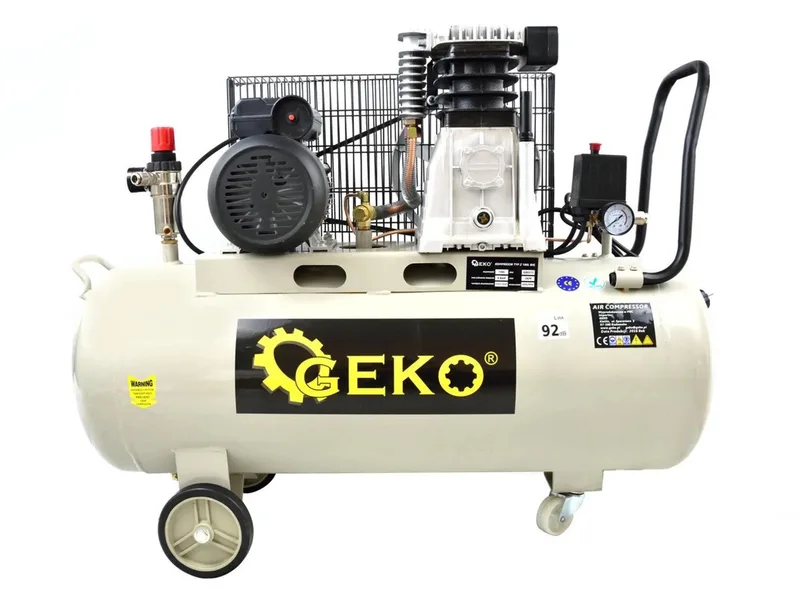 GEKO 100L luchtcompressor - 9 bar - 420 L/min - horizontaal - 4 wielen de GEKO, Beige – image du produit