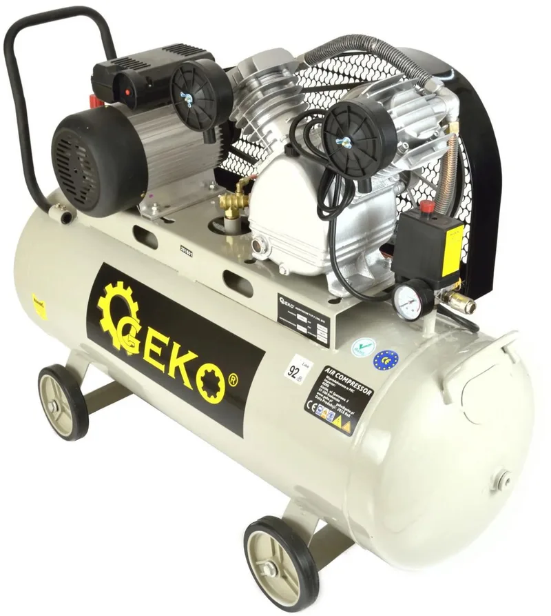 GEKO 100L luchtcompressor - V-Twin - 9 bar - 390 L/min - robuust ontwerp by GEKO, Grey – product image