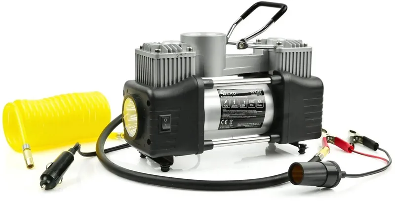 GEKO 12V compressor - dubbele cilinder - ingebouwde zaklamp - 250W - draagbaar ontwerp von GEKO, Metaal kleur – Produktbild