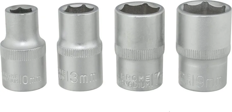 GEKO 4-delige dopsleutelset - Torx maten E4-E14 - Inclusief metalen rail by GEKO, Blue – product image