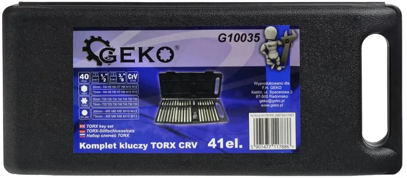 GEKO 41-delige bitset - Hex, spline & Torx - Chroom-vanadium - Inclusief opbergbox by GEKO – product image