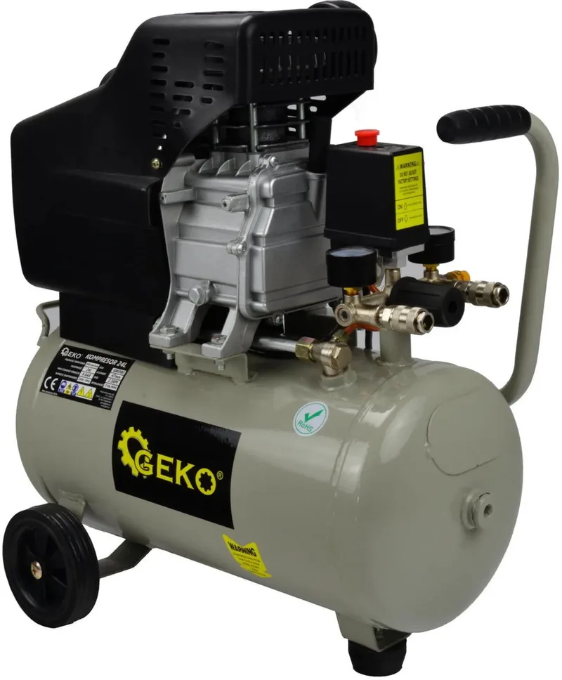 GEKO 50L luchtcompressor - oliegesmeerd - 8 bar - 210 L/min - horizontaal ontwerp by GEKO, Black – product image