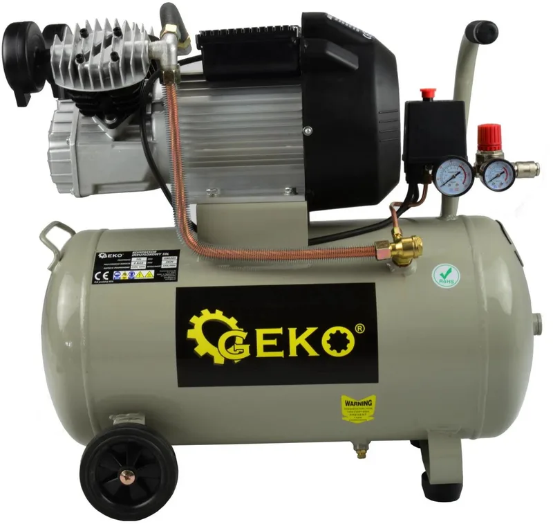 GEKO 50L luchtcompressor - V-Twin - 8 bar - 410 L/min - oliesmering by GEKO, Grey – product image