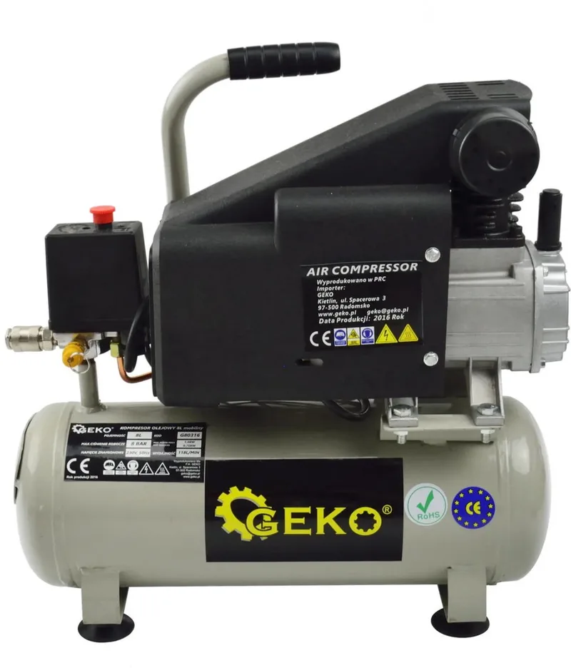 GEKO 8L luchtcompressor - oliegesmeerd - 8 bar - 118 L/min - draagbaar by GEKO – product image