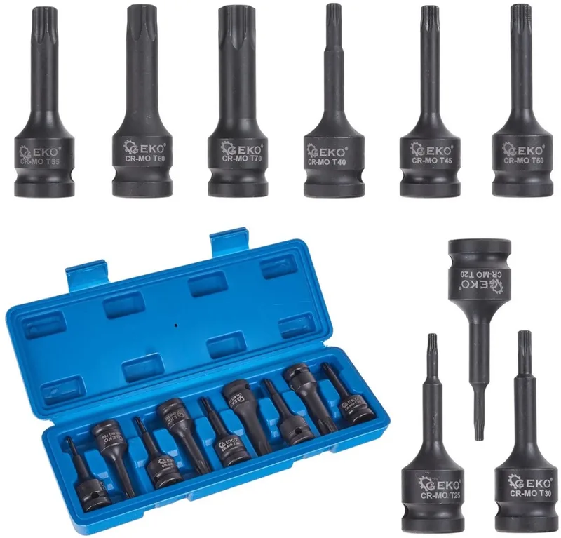 GEKO 9-delige Torx dopsleutelset - Cr-Mo staal - T20-T70 - Voor zwaar werk de GEKO – image du produit