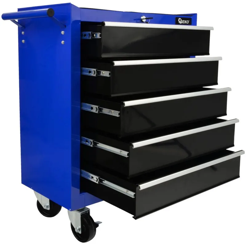 Gereedschapswagen - 5 lades - Compact ontwerp - Handgreep - 790x690 mm van GEKO, Zwart – productafbeelding
