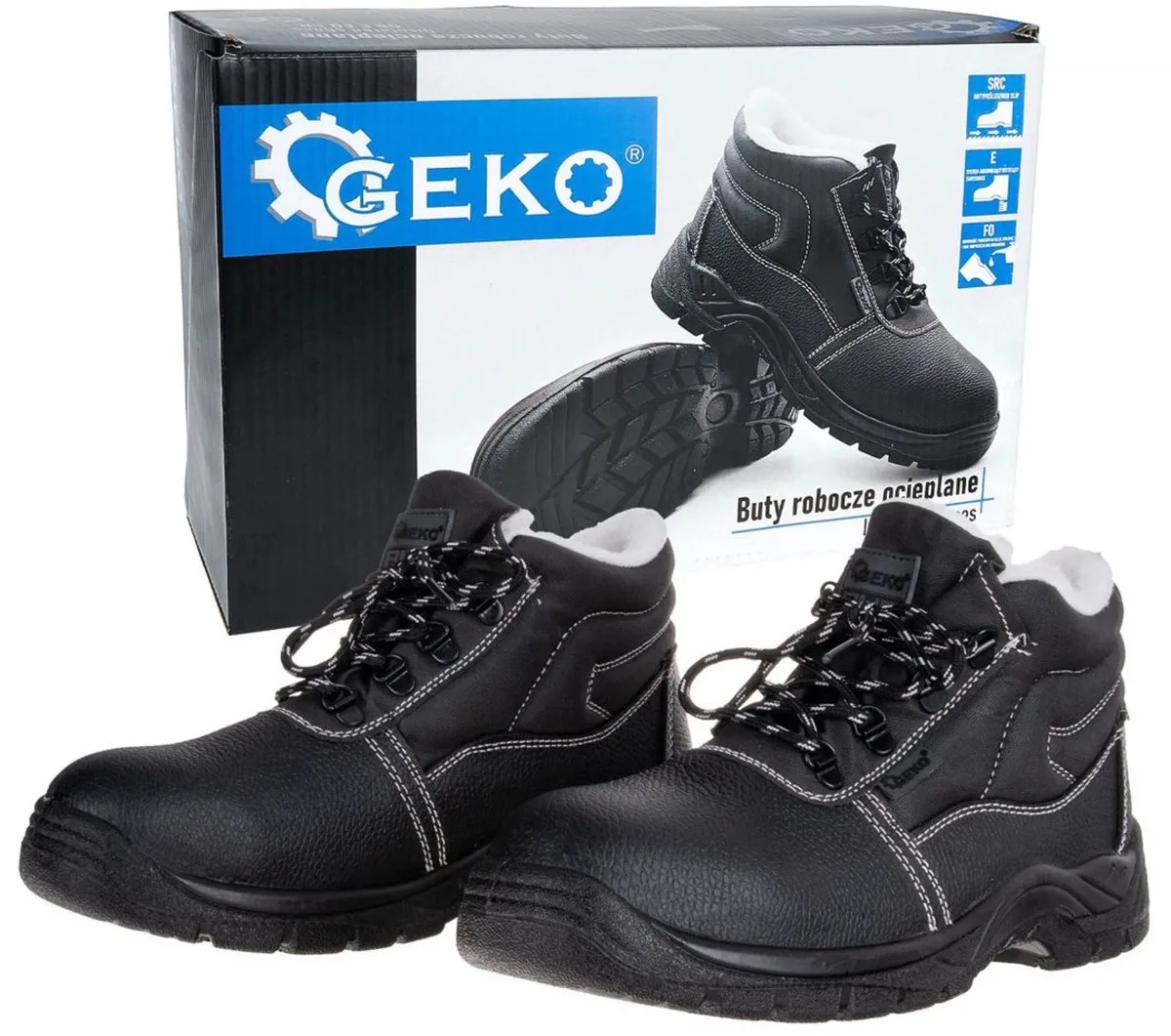 Gevoerde werklaarzen - Antislip - Schokabsorberend - Oliebestendig - Zwart von GEKO, Schwarz, 45 – Produktbild
