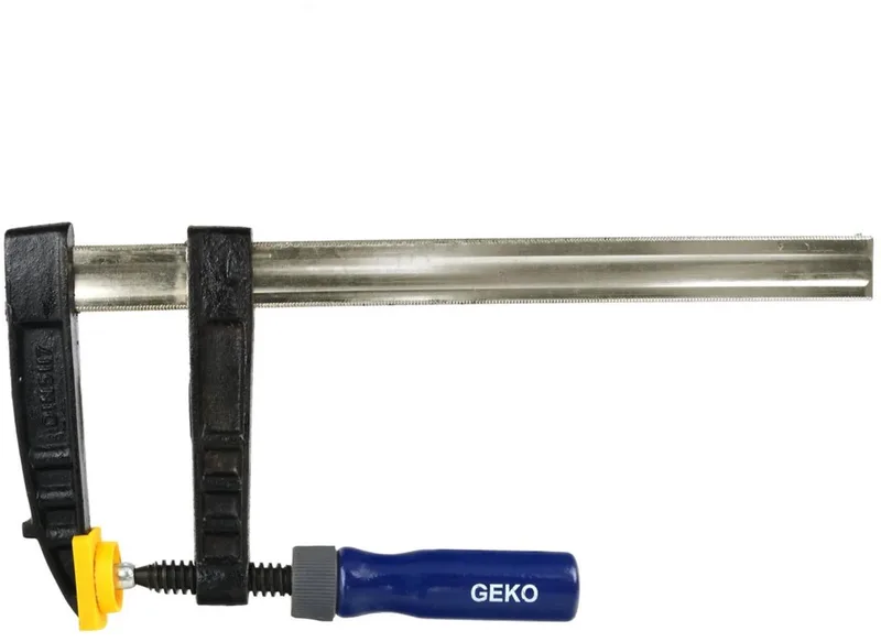 Heavy Duty F-klem - Sterk gietijzer - Houten handgreep - 80x300mm de GEKO, Bleu – image du produit