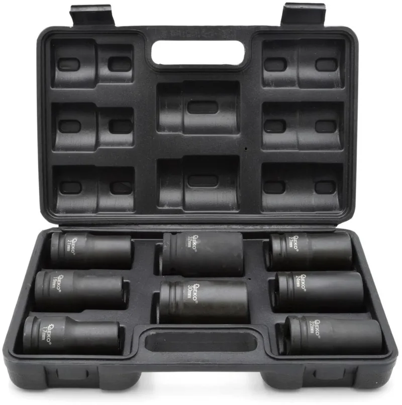 Impact dopsleutelset - 6-punts - Cr-V staal - 8-delig - 17-32 mm by GEKO, Ornaje – product image