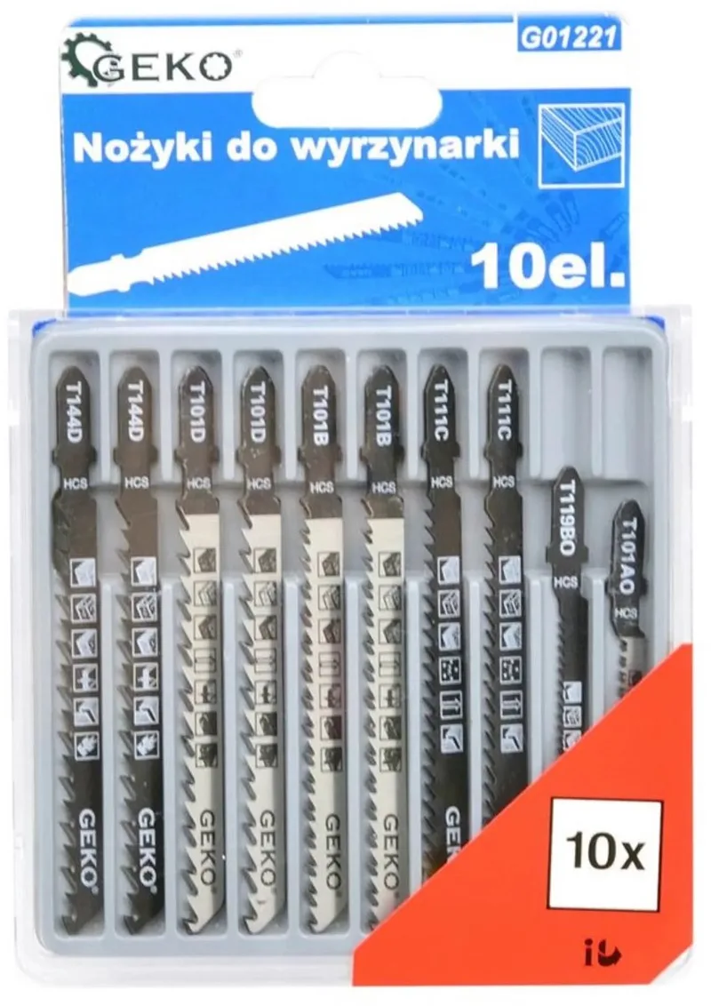 Jigsaw zaagbladen set - 10 stuks - HCS staal - veelzijdige sneden by GEKO – product image